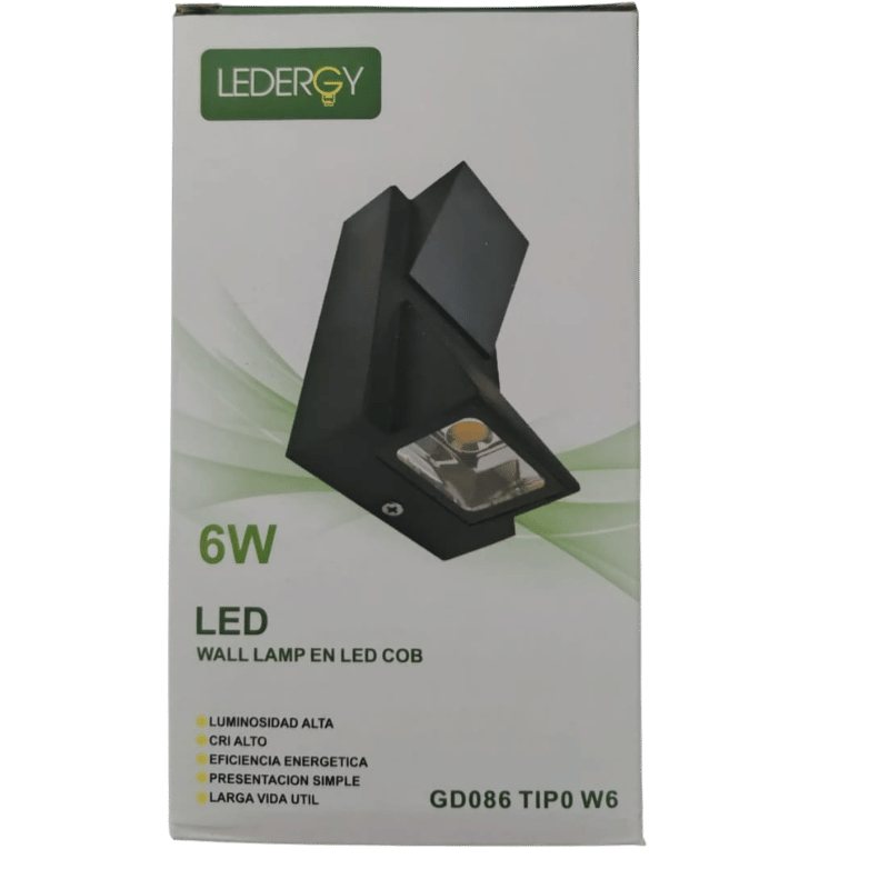 APLIQUE DE PARED 6W IP54 GD086 NEGRO 3000K